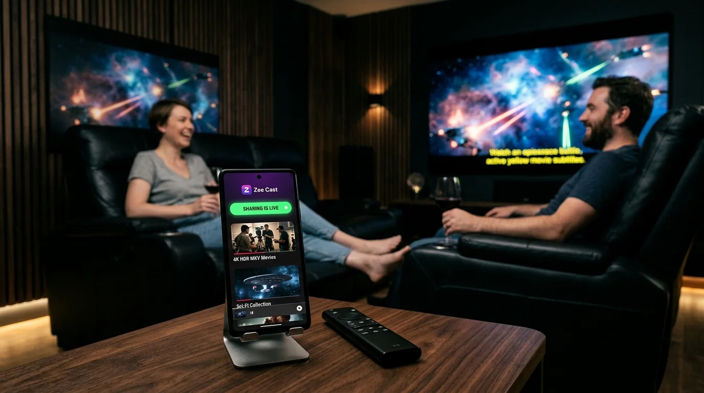 Streaming 4K MKV movies with subtitles in a private home theater with Zee Cast