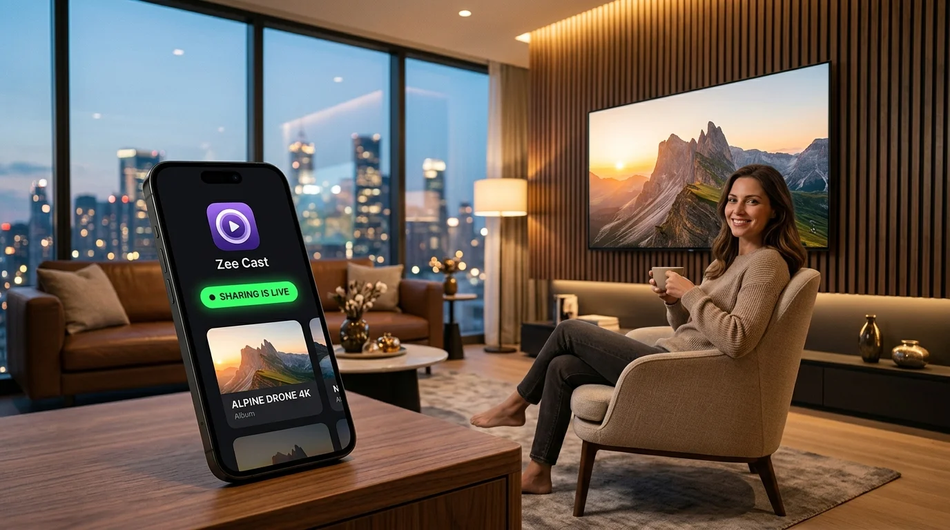 Streaming 4K media directly to a hotel or travel Smart TV over Personal Hotspot using Zee Cast