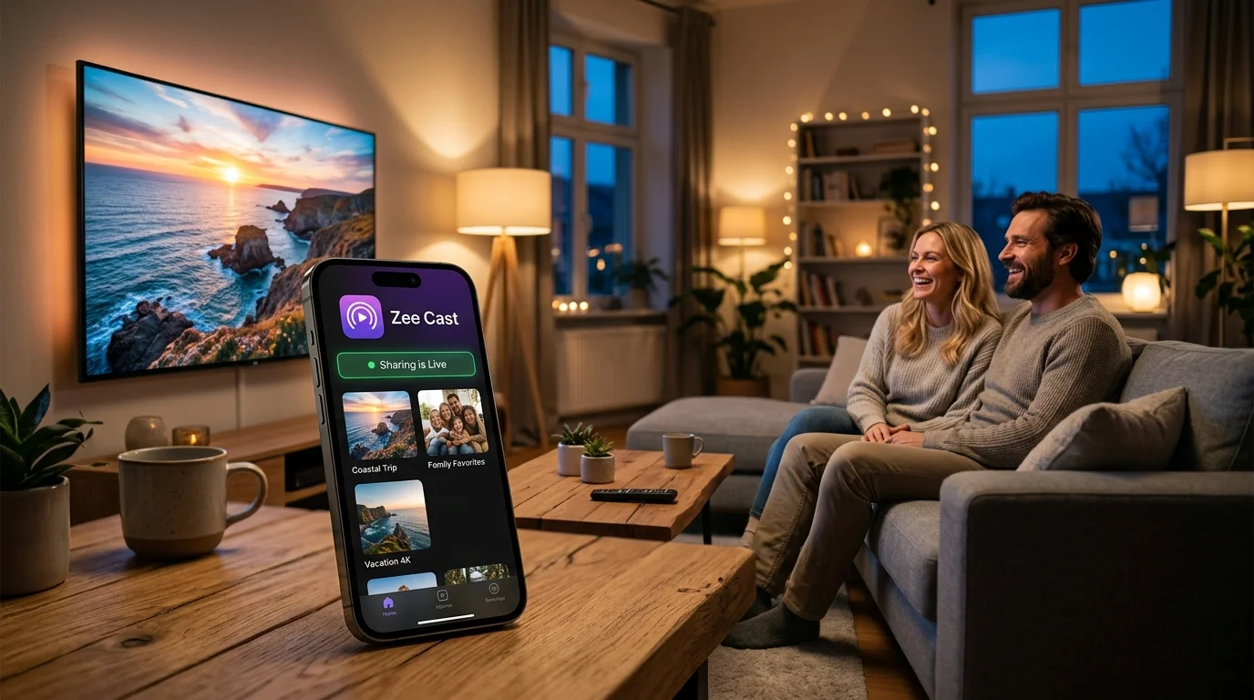 Streaming 4K videos and photos from smartphone to living room Smart TV with Zee Cast