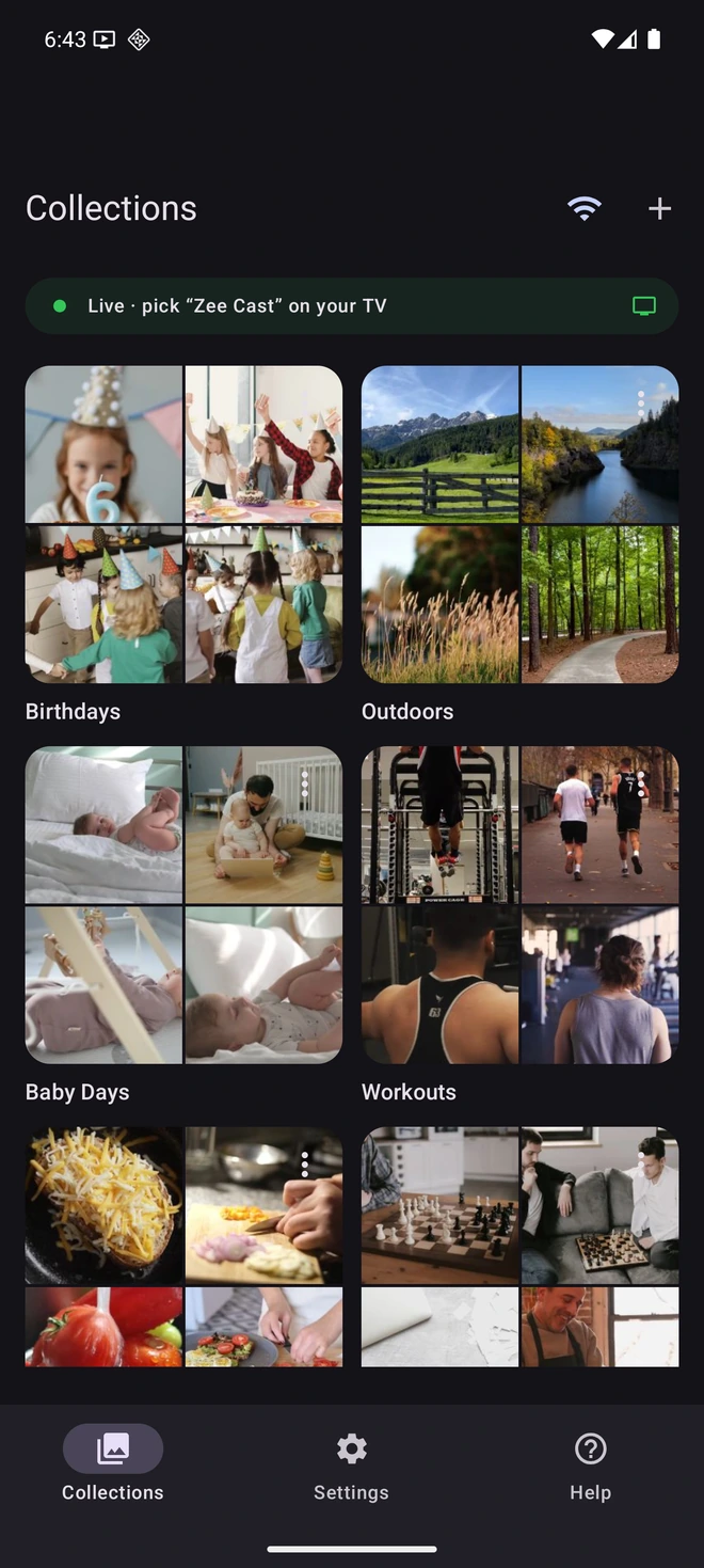 Zee Cast running on Android with 1-tap sharing