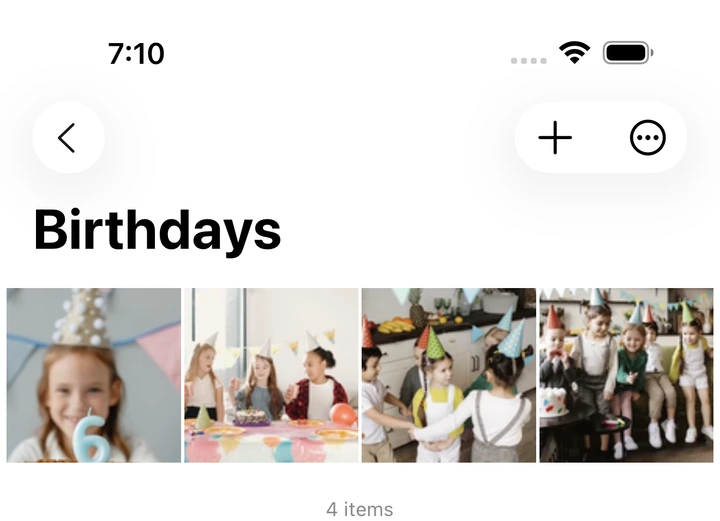 A Birthdays collection of videos in Zee Cast on iPhone