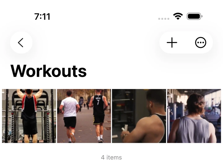A Workouts collection of videos in Zee Cast on iPhone